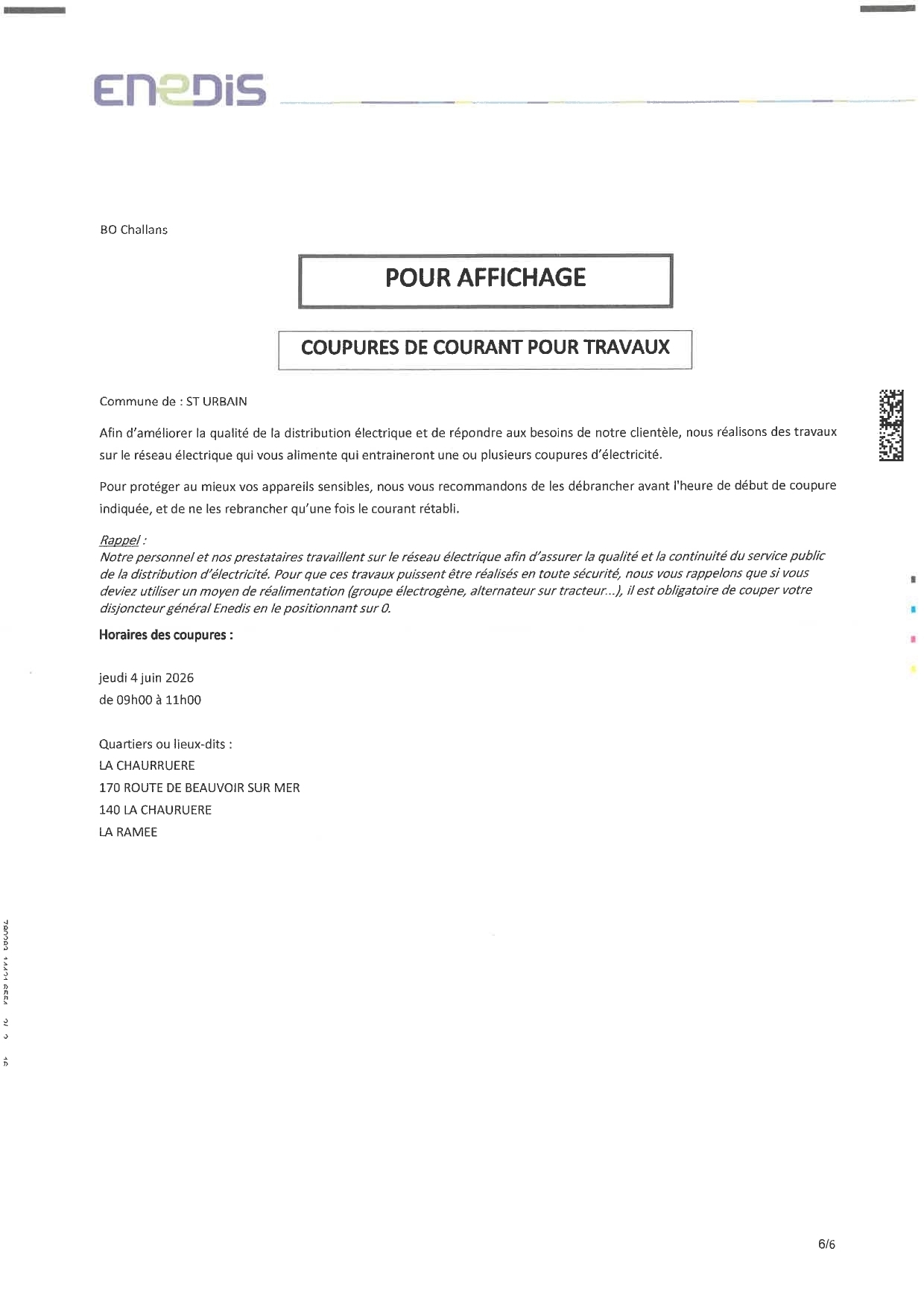 ENEDIS  COUPURE 04 06 2026