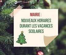 horaires vacances de Noël